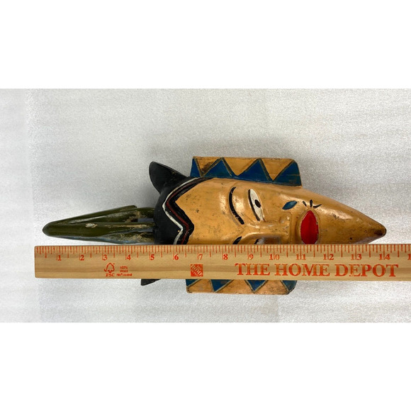 Baule? Wooden Tribal Mask Hand Carved Painted Akan 14" African Vintage - Picture 3 of 7